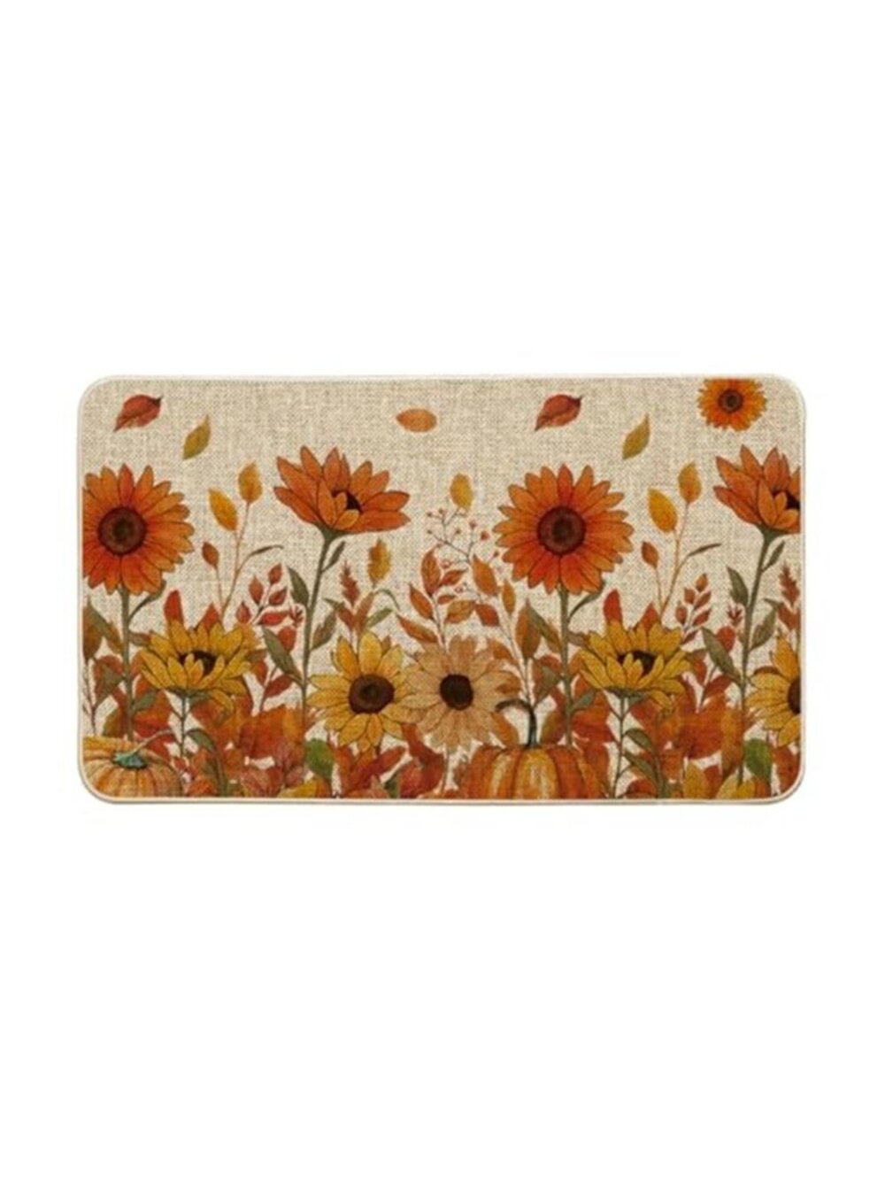 Sunflower Leaves Pumpkin Fall Doormat 17x29 Inch